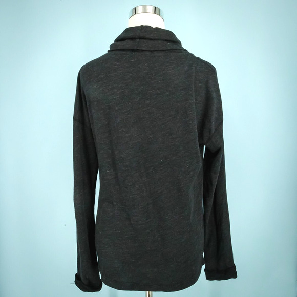 Standard James Perse 2 Size Medium M Heathered Black Gray Cowl Knit Sweater - Picture 2 of 4